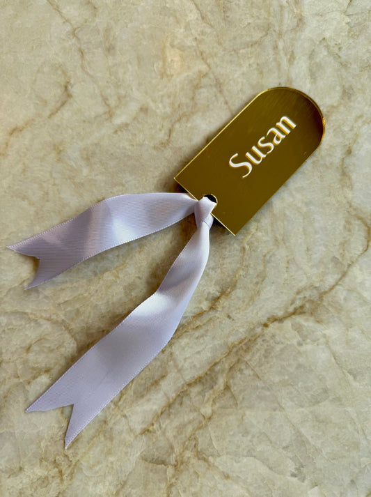 Naamkaartje goudkleurige spiegel