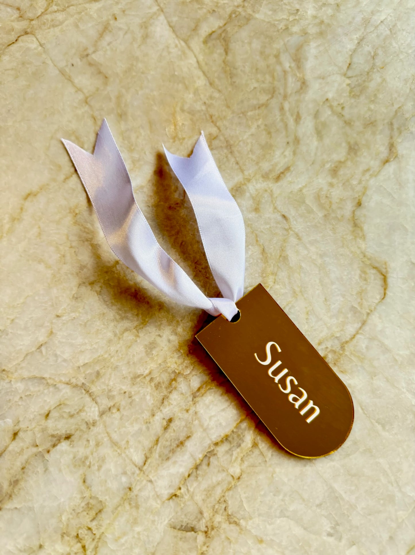 Naamkaartje goudkleurige spiegel